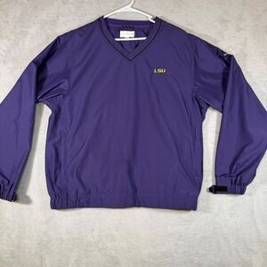 Cutter & Buck LSU Tigers CB WeatherTec Purple V-Neck Windbreaker Pullover Mens M